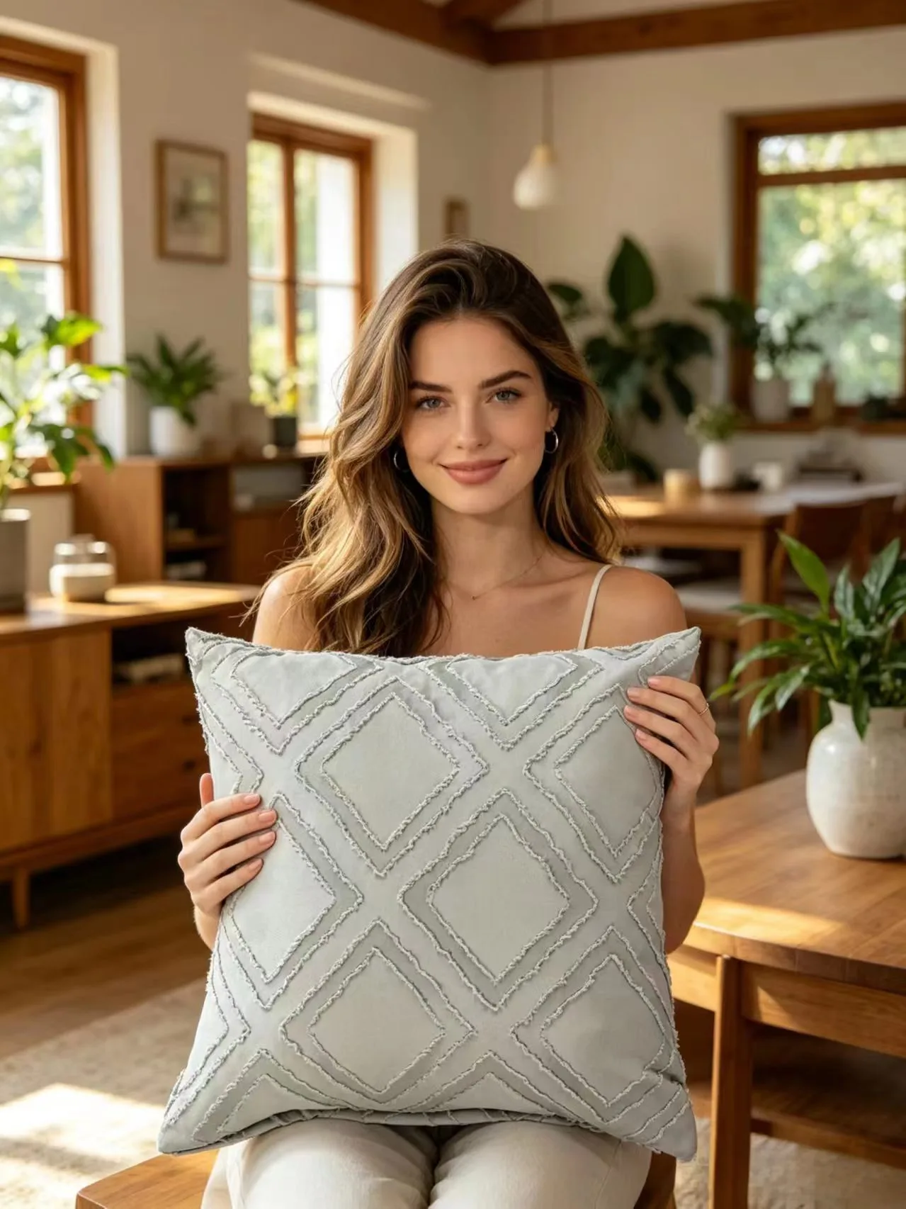Diamond-Quilted Cushion Cover