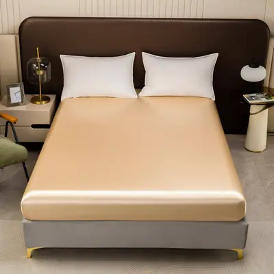 Satin Four-Piece Bedding Set — Champagne