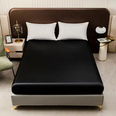 Satin Four-Piece Bedding Set — Jet Black