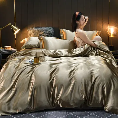 Tencel Mulberry Silk Four-Piece Set — Champagne Gold