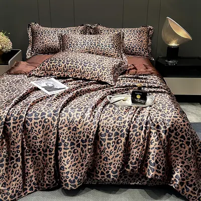 Tencel Mulberry Silk Four-Piece Set — Seductive Leopard