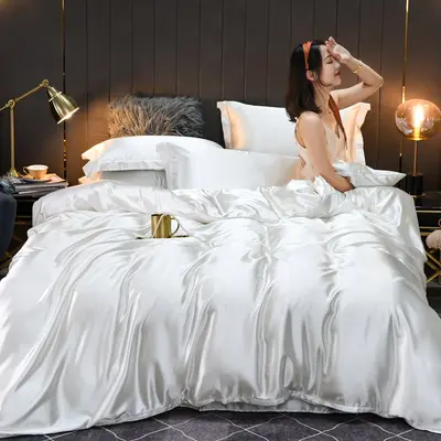 Tencel Mulberry Silk Four-Piece Set — Space White