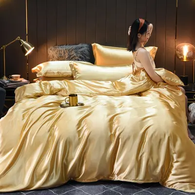 Tencel Mulberry Silk Four-Piece Set — Camel